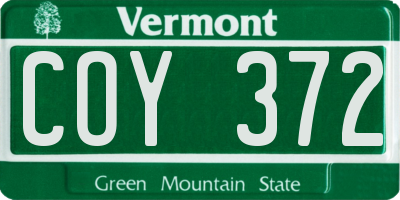 VT license plate COY372