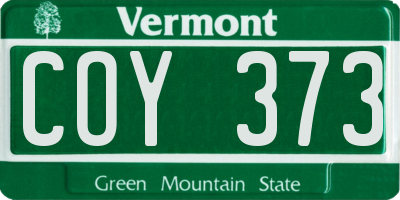 VT license plate COY373