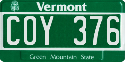 VT license plate COY376