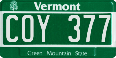 VT license plate COY377