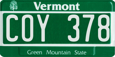 VT license plate COY378
