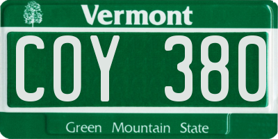 VT license plate COY380