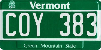 VT license plate COY383