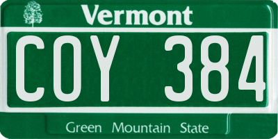 VT license plate COY384