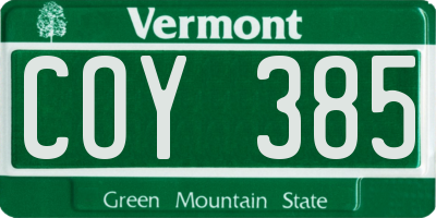 VT license plate COY385