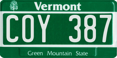 VT license plate COY387