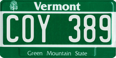 VT license plate COY389