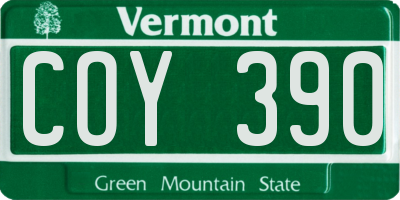 VT license plate COY390