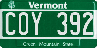 VT license plate COY392