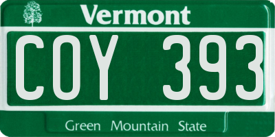 VT license plate COY393