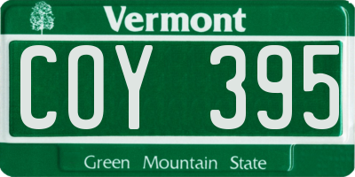 VT license plate COY395