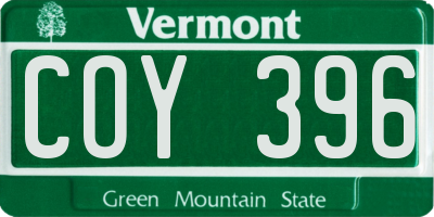 VT license plate COY396