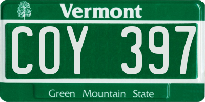 VT license plate COY397