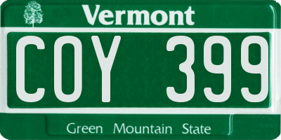 VT license plate COY399