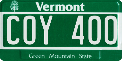 VT license plate COY400