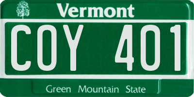VT license plate COY401