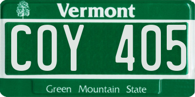 VT license plate COY405