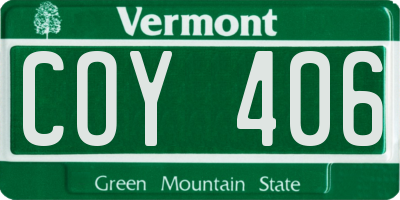 VT license plate COY406