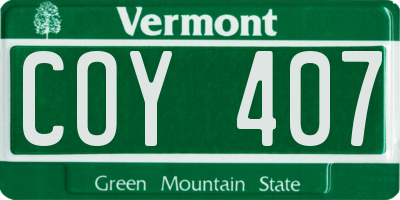 VT license plate COY407