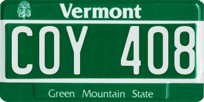 VT license plate COY408