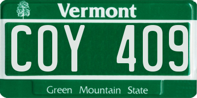 VT license plate COY409