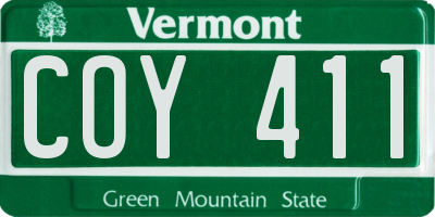 VT license plate COY411
