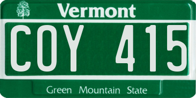VT license plate COY415