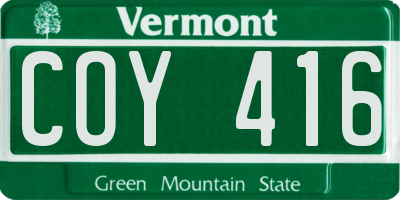 VT license plate COY416
