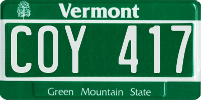 VT license plate COY417