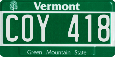 VT license plate COY418