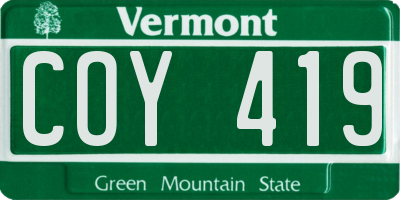 VT license plate COY419