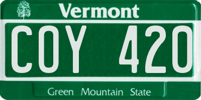 VT license plate COY420