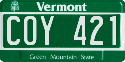 VT license plate COY421