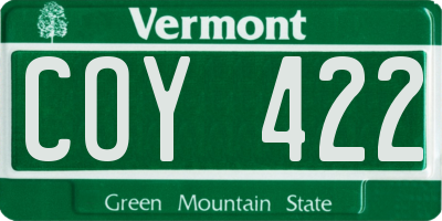 VT license plate COY422