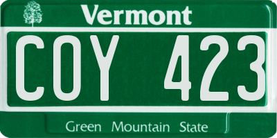 VT license plate COY423
