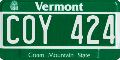 VT license plate COY424