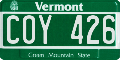 VT license plate COY426