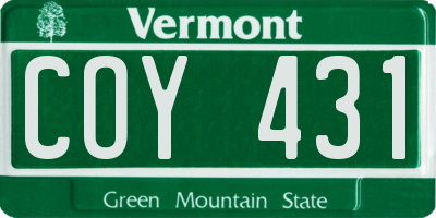 VT license plate COY431