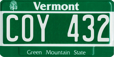 VT license plate COY432