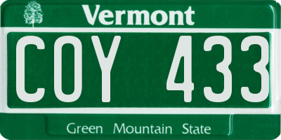 VT license plate COY433