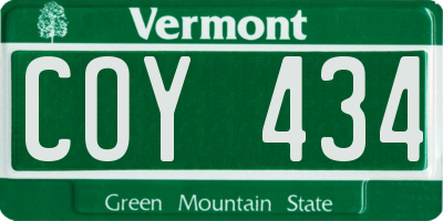 VT license plate COY434