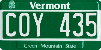 VT license plate COY435