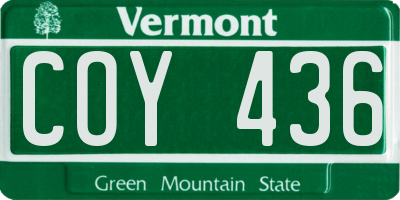 VT license plate COY436