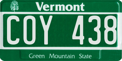 VT license plate COY438
