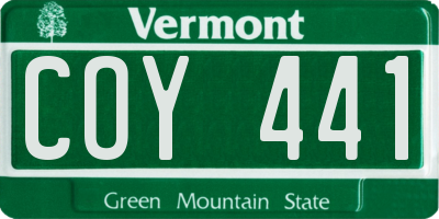 VT license plate COY441