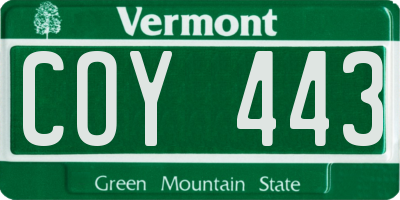 VT license plate COY443