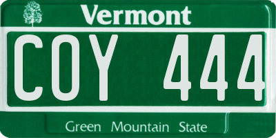 VT license plate COY444
