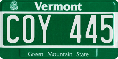 VT license plate COY445
