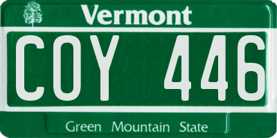 VT license plate COY446