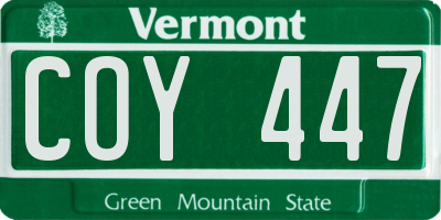 VT license plate COY447